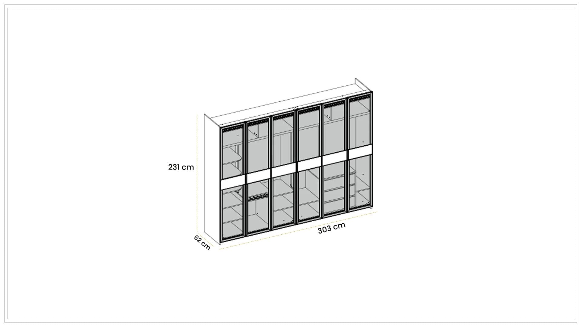 Kaşmir 300 cm Sürgülü Akordiyon Dolap - 4