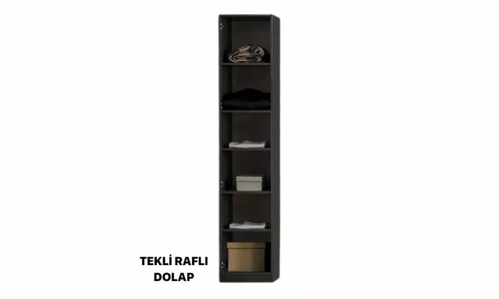 Bronze Antrasit 1 Kapılı Dolap (Raflı)